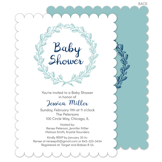 Lagoon Baby Shower Wreath Invitations